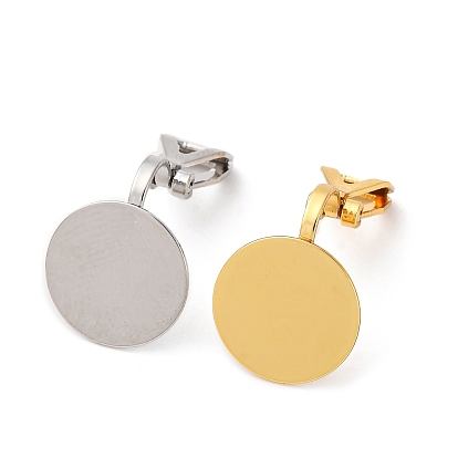 Латунь винт конвертер клип серьги, плоско-круглые