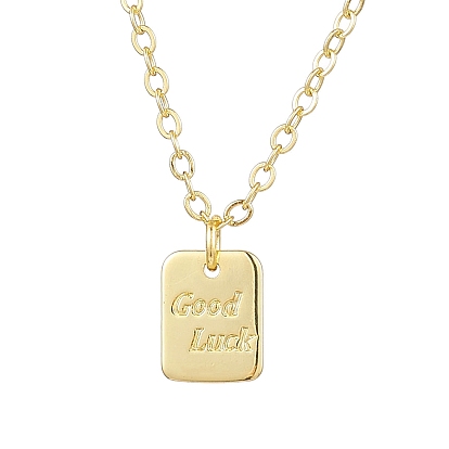 Brass Pendant Necklaces, Cable Chain for Women, Rectangle