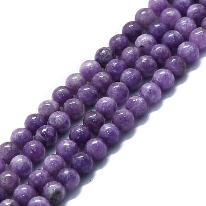 Natural Lepidolite/Purple Mica Stone Beads Strands, Round