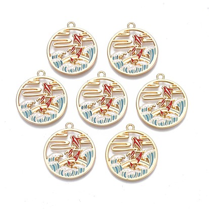 Gestell Legierung Emaille Anhänger, Cadmiumfrei und Nickel frei und Bleifrei, Licht Gold, Fisch