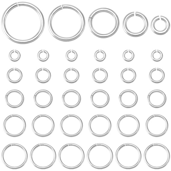 50Pcs 5 Styles 925 Sterling Silver Open Jump Rings, for Chainmaille Weaves, Saw Cut Round