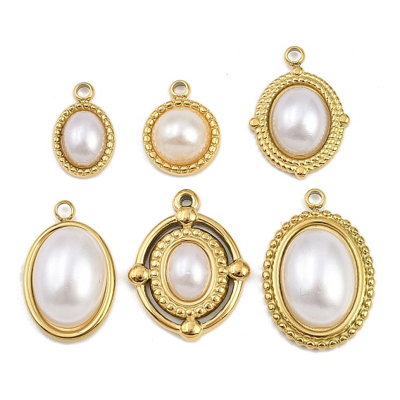 304 подвески из искусственного жемчуга из нержавеющей стали ABS, ионное покрытие, золотые