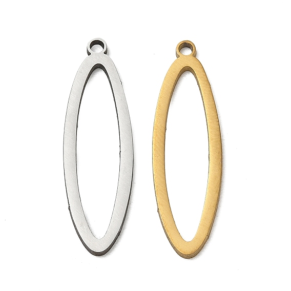 201 Stainless Steel Pendants, Oval Charms, Cut-Out