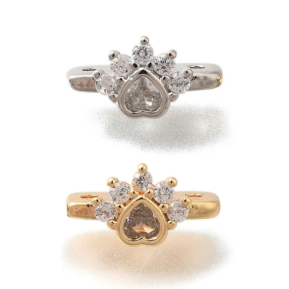 Латунные прозрачные распорные планки из кубического циркония, без кадмия, без никеля и без свинца, отпечаток лапы в виде сердца, 3-луночное