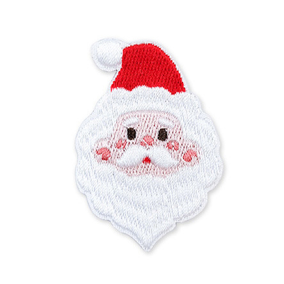 Christmas Theme Computerized Embroidery Polyester Self-Adhesive/Sew on Patches, Costume Accessories, Appliques, Santa Claus Head