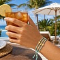 Brass Religion Cross Beads Braided Cotton Cord Bracelet Sets for Women Men, Adjustable Stackable Bracelets, Golden