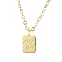 Brass Pendant Necklaces, Cable Chain for Women, Rectangle