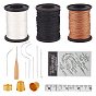 DIY Sewing Kits, with Aluminum Finger Thimbles, Carbon Steel Materials Leather Needle, Nylon Thread, Iron Sewing Thimbles, Wooden Awl Pricker Sewing Tool