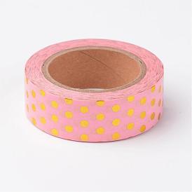 DIY Scrapbook Decorative Paper Tapes, Adhesive Tapes, with Polka Dot Pattern, 15mm, about 10m/roll