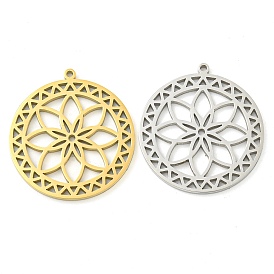 304 Stainless Steel Pendants, Laser Cut, Flower Charm