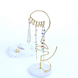 Support à bijoux en fer, soleil/fleur/arc-en-ciel/dame/oreille de chat, présentoir à bijoux avec base en marbre, boucles d'oreilles, , Bracelets