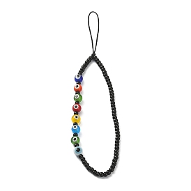 Evil Eye Lampwork & Glass Beaded Mobile Straps, Nylon Thread  Mobile Accessories Decoration