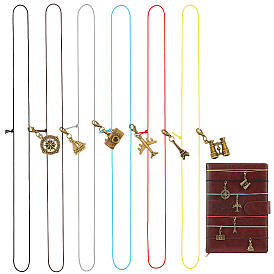 12Pcs 6 Styles Polyester Notebook Elastic Ropes, with Alloy Pendants