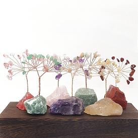 Natural Gemstone Sculpture Display Decorations, for Home Office Desk, Tree