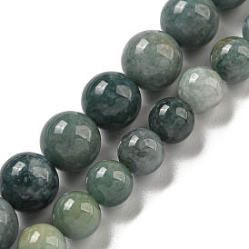 Brins de perles de jadéite de myanmar naturel, ronde