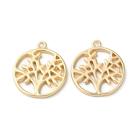 Brass Pendants, Round Ring with Tree Charms