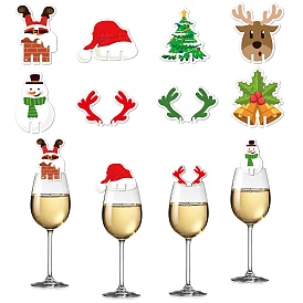 8шт Рождественские украшения для бокалов для вина, украшение стола из бумажных карточек