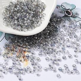 Transparentes perles de rocaille en verre, demi-plaqué, deux tons, ronde