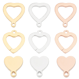 Unicraftale 304 Stainless Steel Stamping Blank Tag Charms, Manual Polishing, Heart