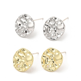 Alloy Flat Round Stud Earring Findings, with 304 Stainless Steel Pins, Cadmium Free & Lead Free