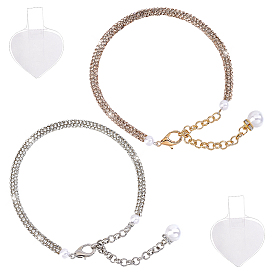 2Bags 2 Colors Rhinestone Anti-Loose High Heel Shoelaces, with Metal End Chains