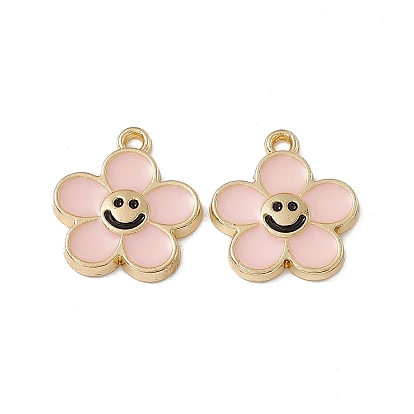 Подвески из эмали и сплава, золотые, цветок с улыбающимся личиком