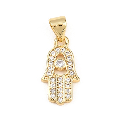 Латунные микро проложить кубического циркония подвески, hamsa hand charms, долговечный, стойки покрытие, без свинца и без кадмия