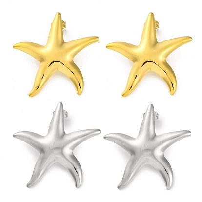 Ионное покрытие (ip) 304 серьги-гвоздики из нержавеющей стали в форме морской звезды