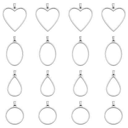 24 шт. 4 стиль 304 подвески из нержавеющей стали с открытой задней частью