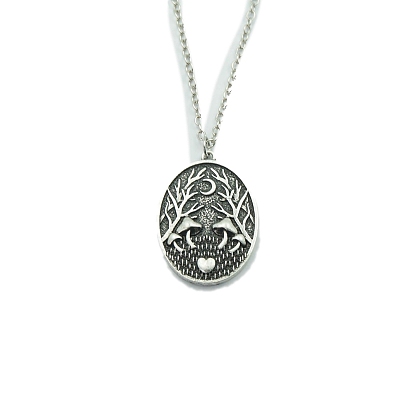 Zinc Alloy Pendant Necklaces, Oval Mushroom Pendant Necklaces