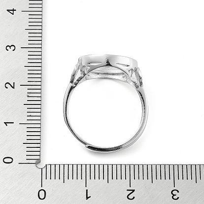 Плоский круглый регулируемый 925 компоненты кольца из стерлингового серебра, установка открытой рамки