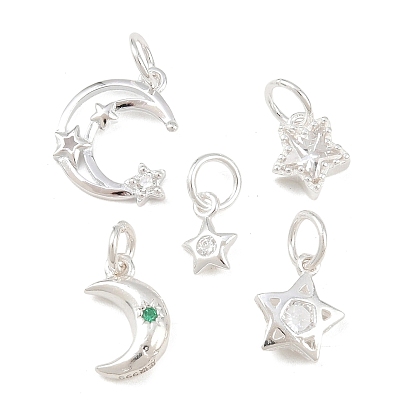 925 подвески из стерлингового серебра с паве из кубических цирконий, с прыжковых колец, серебряный цвет гальваническим