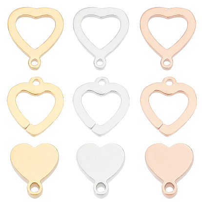 304 Stainless Steel Stamping Blank Tag Charms, Mirror Polished Finish, Heart