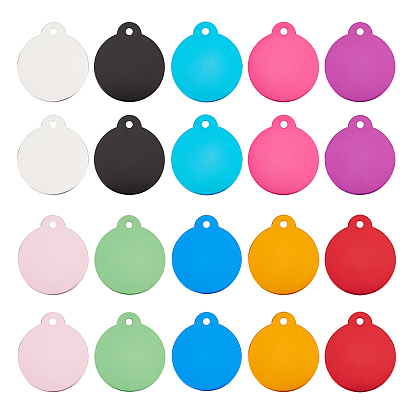 30Pcs 10 Colors Aluminum Blank Pendants, Flat Round