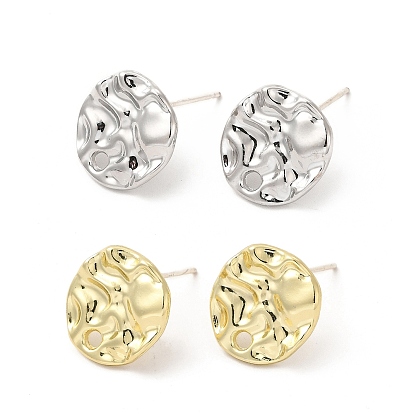 Alloy Flat Round Stud Earring Findings, with 304 Stainless Steel Pins, Cadmium Free & Lead Free