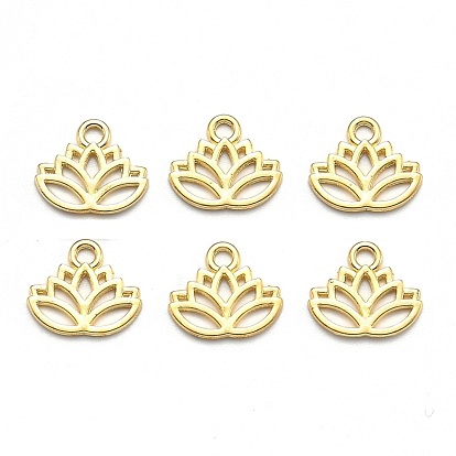 Tibetan Style Alloy Charms, Yoga Lutos, Lead Free & Cadmium Free, 15x17x1mm, Hole: 3mm, about 1305pcs/1000g