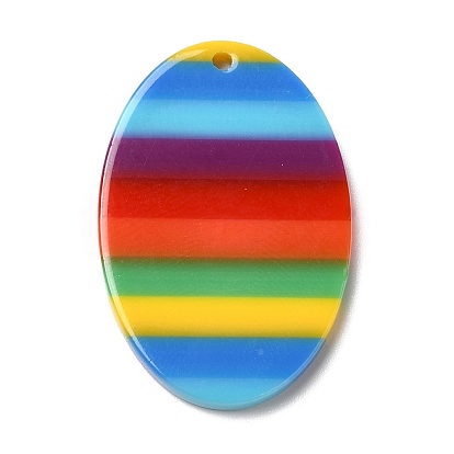 Acrylic Pendants, Rainbow Color Pride Heart and Oval