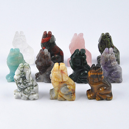 Animal Carving Ornament Crystal Gem Agate Wolf Handicraft