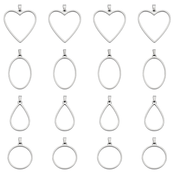 24 шт. 4 стиль 304 подвески из нержавеющей стали с открытой задней частью