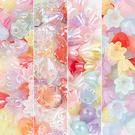 4 сумки 4 стильные непрозрачные акриловые колпачки для бусин, цветок