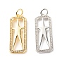 Латунные микропаве прозрачные подвески с фианитом, без кадмия и без свинца, прямоугольник со звездой