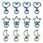 30Pcs 3 Style Alloy Swivel Lobster Clasps, Swivel Snap Hook, Heart & Star & Moon