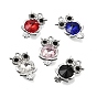 Legierung rhinestone-anhänger, Eule Reize, Platin Farbe