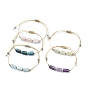5Pcs 5 Style Natural Mixed Gemstone Column Braided Bead Bracelets Set, Nylon Threads Adjustable Bracelets for Women
