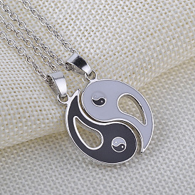 Retro Yin Yang Best Friends Necklace Set - BFF Friendship Pendant Jewelry