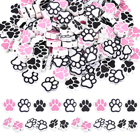 150шт 3 цвета печатных деревянных бусин, отпечаток лапы