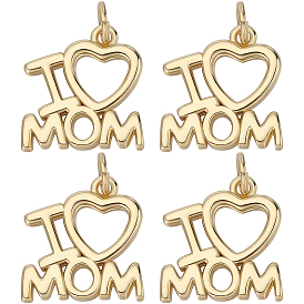 8шт. День матери стойка позолоченные латунные подвески, с целью перехода в кольце, без кадмия и без свинца, долговечный, слово я люблю маму очарование