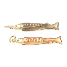 Gestellmessinganhänger, Fisch Charme, mit Emaille, cadmiumfrei und bleifrei, langlebig überzogen, echt 18 k vergoldet