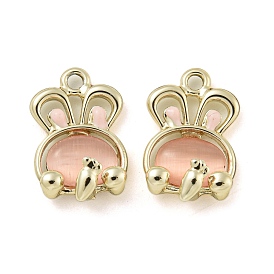 Rack Plating Alloy Glass Pendants, with Rhinestones, Lead Free & Cadmium Free, Rabbit, Golden