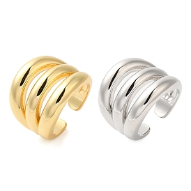 Three-layer Brass Open Cuff Rings for Women